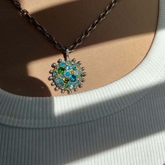 Patricia Locke pre-owned turquoise & green  crystal neckace, signed ‘11 - Picture 4 of 12